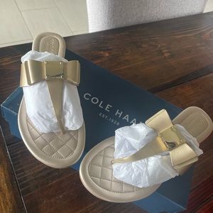 Cole Haan Tali Bow gold sandal